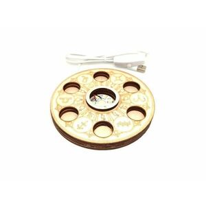 Fa zodiákus LED világító alátét ásványokhoz fehér 12, 5 cm USB csatlakozással kép