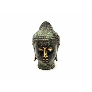 Réz figura Buddha fej kék arany 7x4cm kép