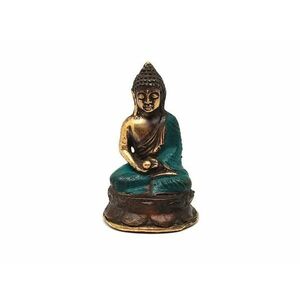 Réz figura Buddha gyógyító arany kék 7x4, 5cm kép