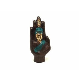 Réz figura Buddha kéz arany kék 10, 5x5cm kép