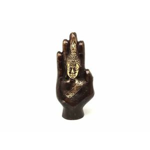 Réz figura Buddha kéz óarany 10, 5x5cm kép