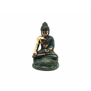 Réz figura Buddha tanító kék arany 6, 5x4cm kép