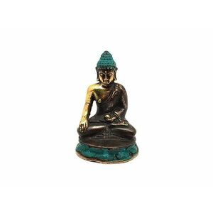 Réz figura Buddha tanító óarany zöld 6, 5x4cm kép