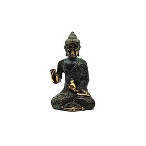 Réz figura Buddha védelmező kék arany 9x5, 5cm kép