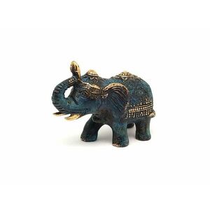 Réz figura elefánt álló óarany kék 6x9cm kép