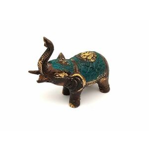 Réz figura Elefánt álló óarany kék 6x6, 5cm kép