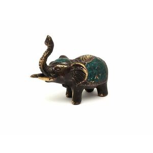 Réz figura elefánt álló óarany kék 5x6cm kép