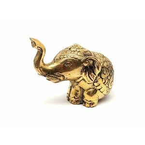 Réz figura ülő elefánt arany 4x6cm kép