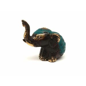 Réz figura ülő elefánt antik 4x6cm kép