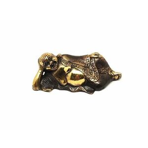 Réz figura fekvő nevető Buddha óarany 4x10cm kép