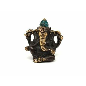 Réz figura Ganesha óarany kék 6, 5x6cm kép