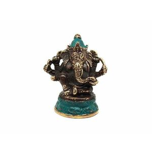 Réz figura Ganesha óarany zöld 9x7cm kép
