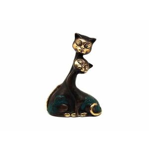 Réz figura macska pár óarany zöld 11x8cm kép