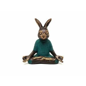 Réz figura meditáló nyúl kék 9, 5x9cm kép