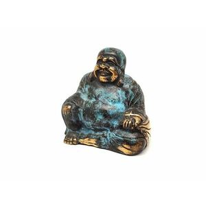 Réz figura nevető Buddha antik 8x7cm kép
