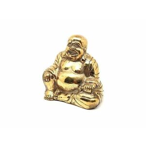 Réz figura nevető Buddha arany 8x7cm kép