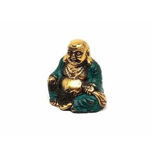 Réz figura nevető Buddha arany kék 5cm kép