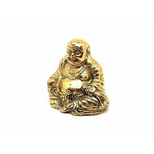 Réz figura nevető Buddha fényes arany 5cm kép