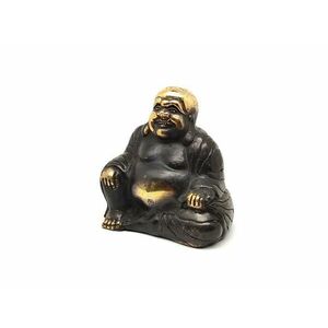 Réz figura nevető Buddha óarany 8x7cm kép