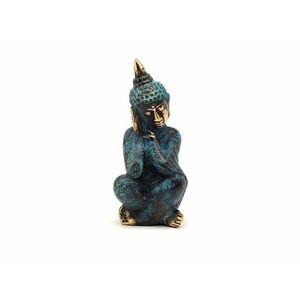 Réz figura pihenő Buddha antik 9x4cm kép