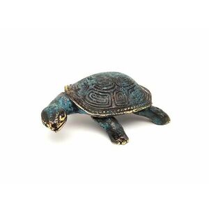 Réz figura teknős kék arany 4x11cm kép