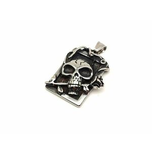 Medál acél koponya rózsa 3, 5x3cm kép