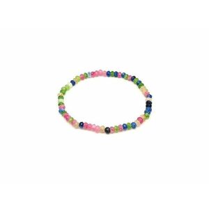 Achát fazettált színezett pink-zöld-kék korong karkötő 4×3 mm kép