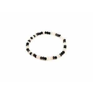 Achát fazettált színezett fekete-fehér korong karkötő 4×3 mm kép