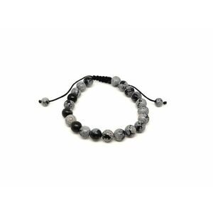 Hópehely obszidián csúszócsomós golyó karkötő 8–9 mm kép