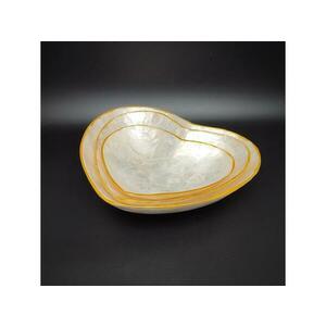 Kagyló szív alakú arany szélű tál szett (3 db, 10–14 cm) kép