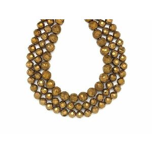 Achát geódás fazettált arany golyó A 8mm – ékszerkészítő alapanyag (füzér) kép