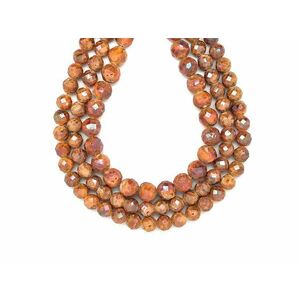 Achát geódás fazettált barack aura golyó A 8mm – ékszerkészítő alapanyag (füzér) kép