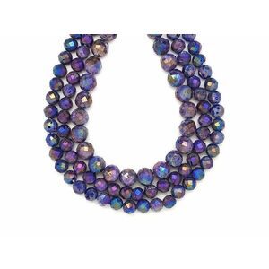 Achát geódás fazettált lila aura golyó A 8mm – ékszerkészítő alapanyag (füzér) kép