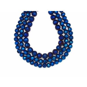 Achát geódás fazettált sötét kék aura golyó A 8mm – ékszerkészítő alapanyag (füzér) kép