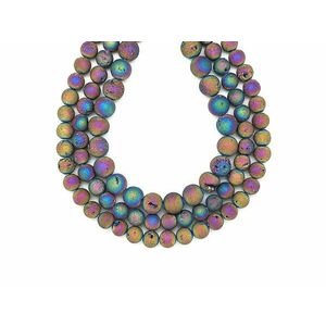 Achát geódás matt golyó szivárvány A 10mm – ékszerkészítő alapanyag (füzér) kép