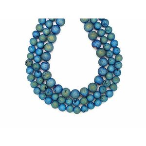 Achát geódás matt kék golyó A 10mm – ékszerkészítő alapanyag (füzér) kép