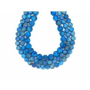 Achát geódás matt világos kék golyó A 8mm – ékszerkészítő alapanyag (füzér) kép