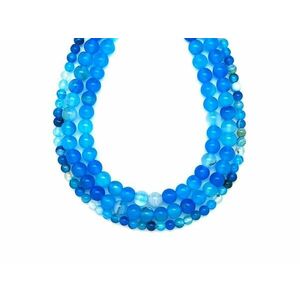 Achát golyó világoskék sávos szinezett 8-9mm – ékszerkészítő alapanyag (füzér) kép