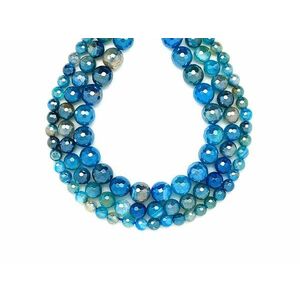 Achát hatszög faz. aura szin sáv kék golyó 6mm – ékszerkészítő alapanyag (füzér) kép