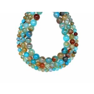 Achát hőkezelt szin világos kék barna golyó 6mm – ékszerkészítő alapanyag (füzér) kép