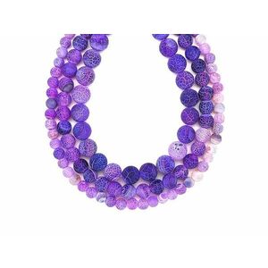 Achát hőkezelt szinezett matt lila golyó 6mm – ékszerkészítő alapanyag (füzér) kép