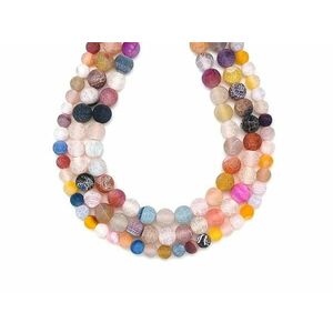 Achát hőkezelt szinezett matt mix golyó 8mm – ékszerkészítő alapanyag (füzér) kép