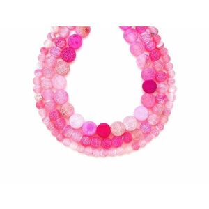 Achát hőkezelt szinezett matt rózsaszín golyó 8mm – ékszerkészítő alapanyag (füzér) kép