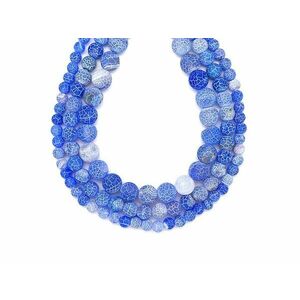 Achát hőkezelt szinezett matt sötétkék golyó 8mm – ékszerkészítő alapanyag (füzér) kép