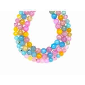 Achát hőkezelt szinezett pasztell golyó 10mm – ékszerkészítő alapanyag (füzér) kép