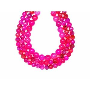 Achát hőkezelt szinezett pink golyó 8mm – ékszerkészítő alapanyag (füzér) kép