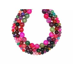 Achát hőkezelt szinezett pink zöld golyó 8mm – ékszerkészítő alapanyag (füzér) kép