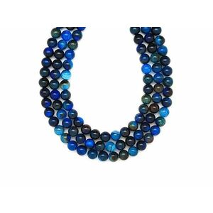 Achát hőkezelt szinezett sötét kék golyó 6mm – ékszerkészítő alapanyag (füzér) kép