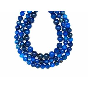 Achát hőkezelt szinezett sötét kék golyó 8mm – ékszerkészítő alapanyag (füzér) kép