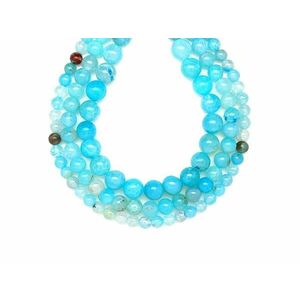 Achát hőkezelt szinezett világos kék golyó 6mm – ékszerkészítő alapanyag (füzér) kép